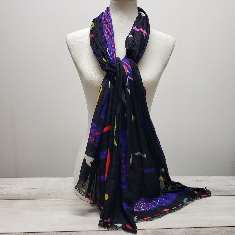 Vera Bradley "Fish Multi" Light Fringe Scarf Shawl